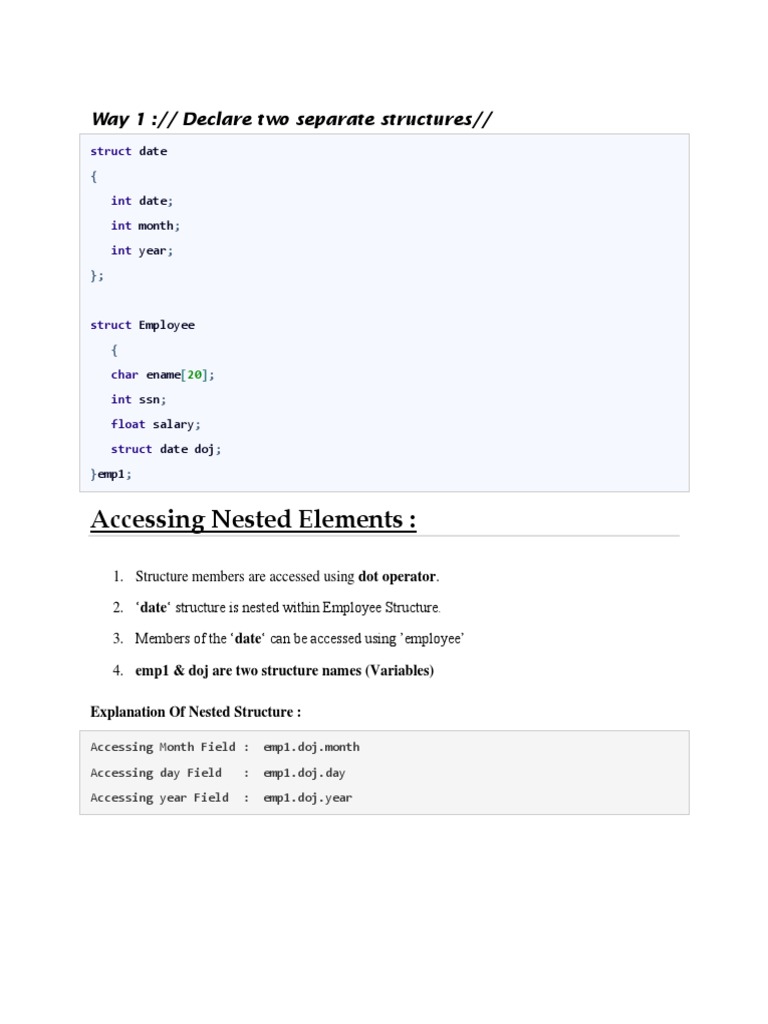Nested Structures in C Programming | PDF