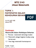 TOPIK 1 Matematik Dalam Kehidupan Seharian