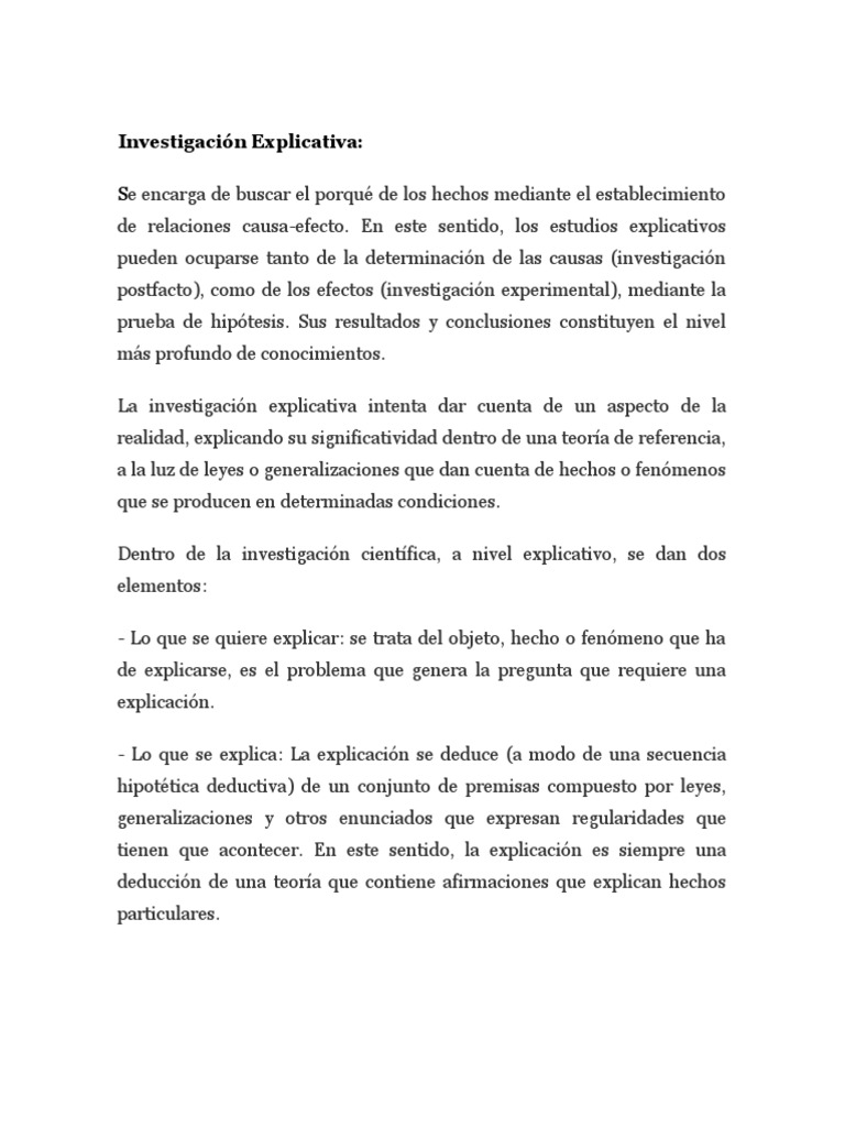 Investigación Explicativa | PDF | Hipótesis | Teoría