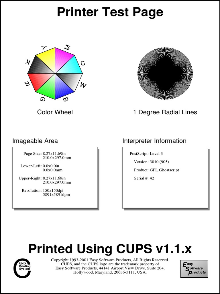Printer Test Page Specifications | PDF