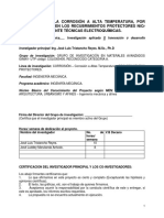 Proyecto Evaluación de La Corrosión A Alta Temperatura, Por Sales Fundidas, en Los Recubrimientos Protectores Nicr y Nicrbsife, Mediante Técnicas Electroquímicas.