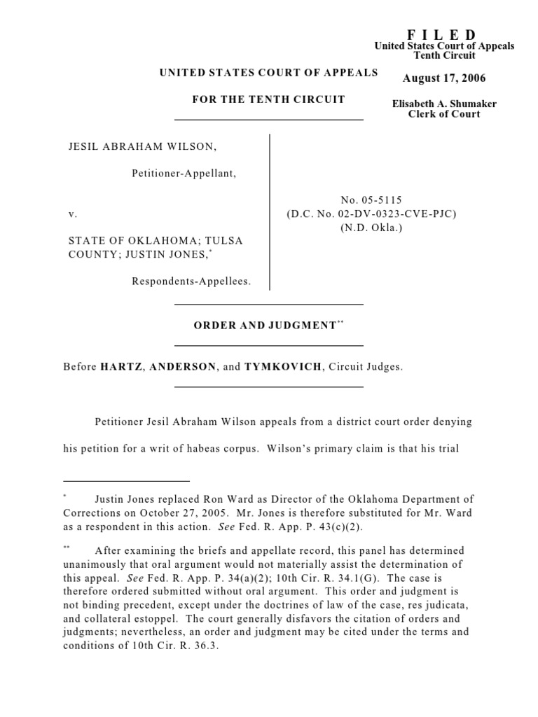 Wilson v. State of Oklahoma, 10th Cir. (2006) PDF Interlocutory