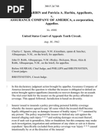 Charles C. Harbin and Patricia A. Harbin v. Assurance Company of America, A Corporation, 308 F.2d 748, 10th Cir. (1962)