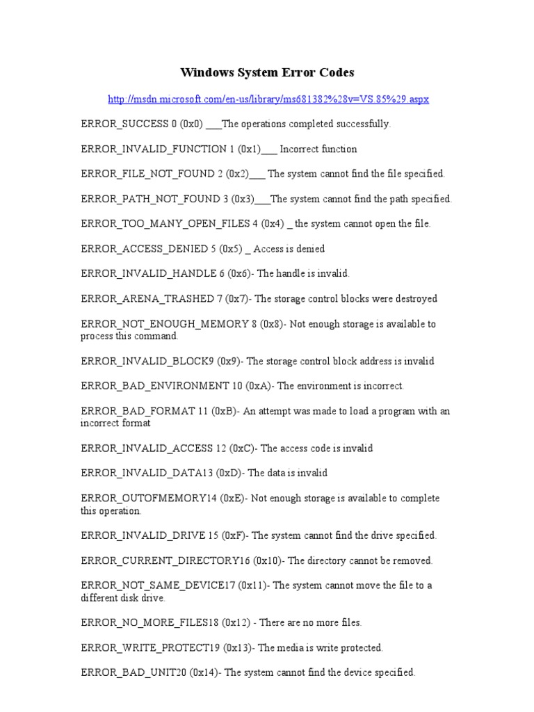 Windows System Error Codes | PDF | Windows Registry | Computer Network