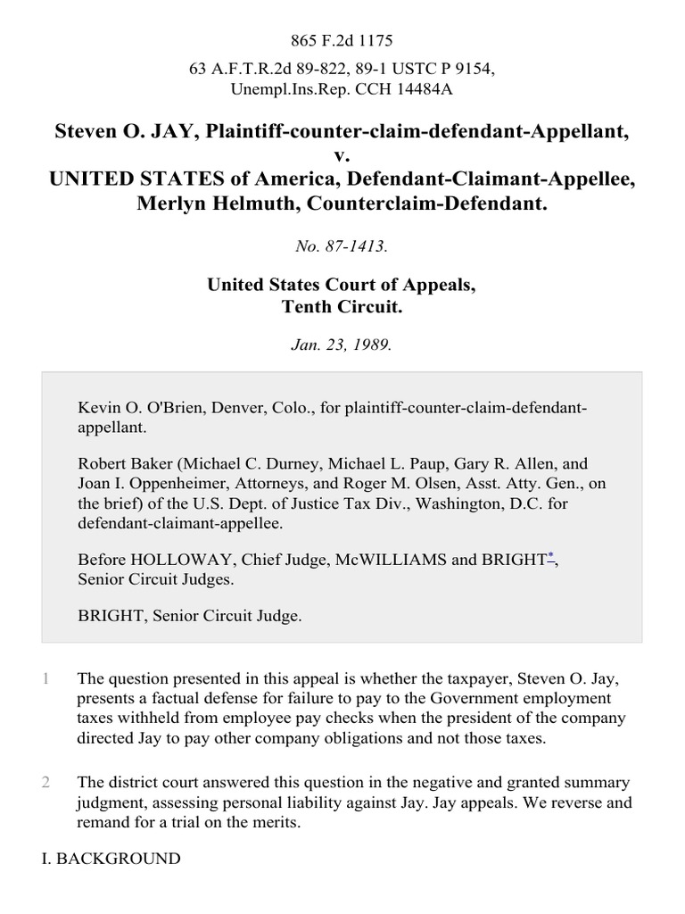 Steven O. Jay, PlaintiffCounterClaimDefendantAppellant v. United