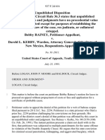 Bobby Rainey v. Dareld L. Kerby, Warden, Attorney General of The State of New Mexico, 937 F.2d 616, 10th Cir. (1991)