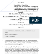 Billy Buck Hogan v. Ron Champion, Warden, and The Attorney General of The State of Oklahoma, 940 F.2d 1538, 10th Cir. (1991)