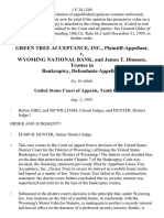 Green Tree Acceptance, Inc. v. Wyoming National Bank, and James T. Dinneen, Trustee in Bankruptcy, 1 F.3d 1249, 10th Cir. (1993)