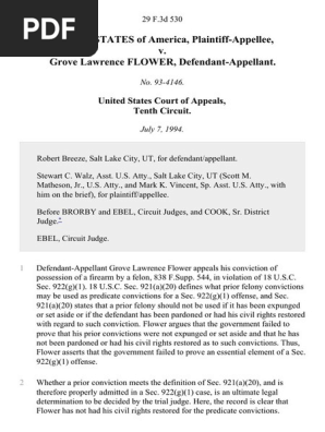 United States v. Grove Lawrence Flower, 29 F.3d 530, 10th Cir. (1994)