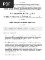 Richard Greenle v. United States Postal Service, 46 F.3d 1151, 10th Cir. (1995)