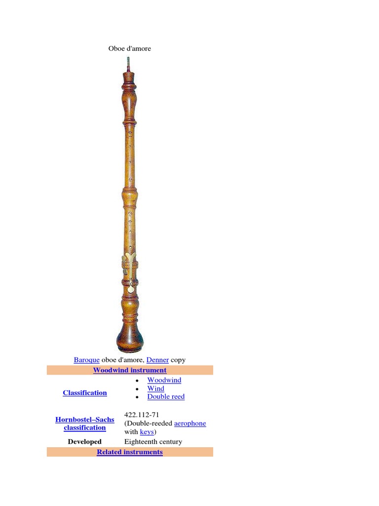 Oboe d'Amore Woodwind Instruments Reed Aerophones