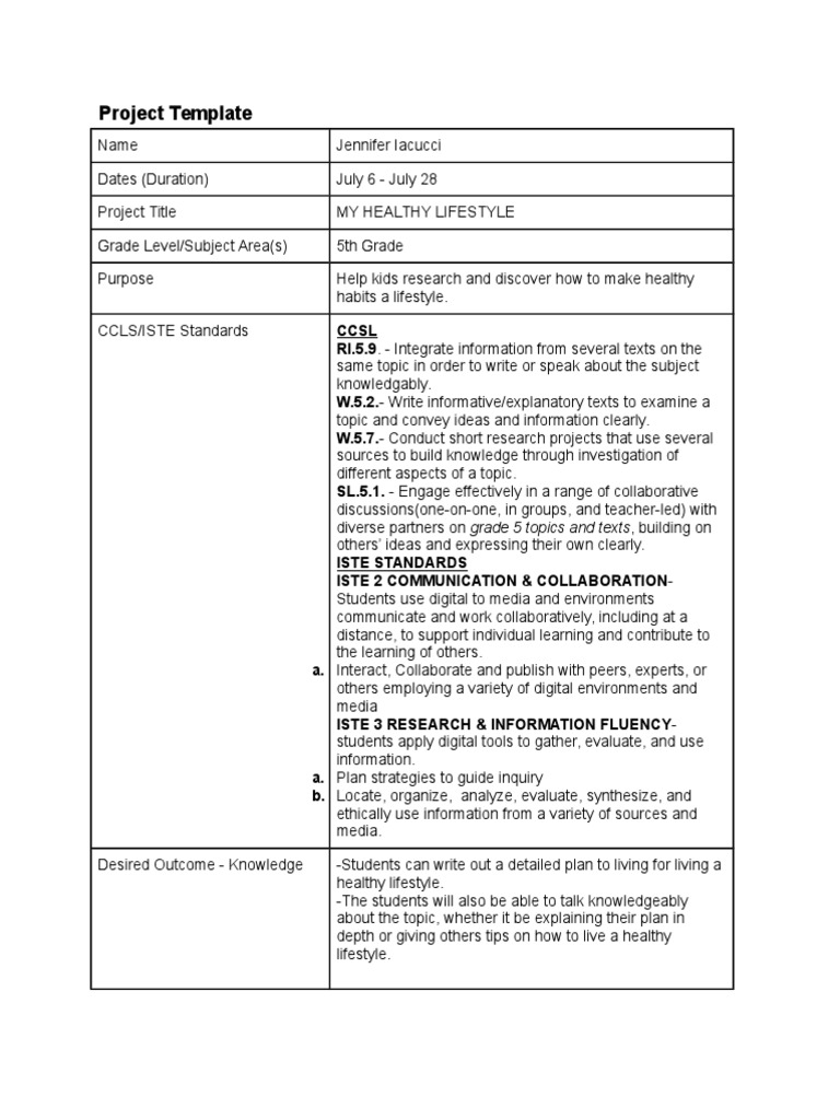 5th Grade Healthy Lifestyle Project | PDF | Weight Training | Carbohydrates