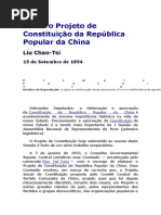 Sobre o Projeto de Constituição Da República Popular Da China