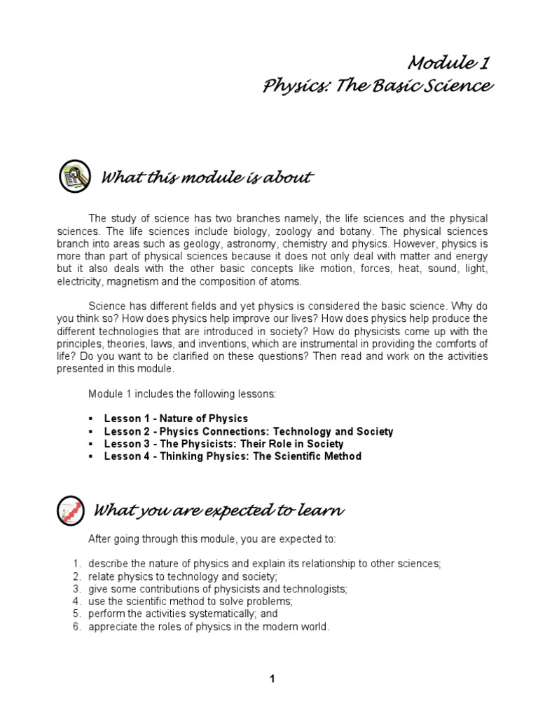 Module 1 Physics - Basic Science (Student Guide) PDF | PDF | Science ...