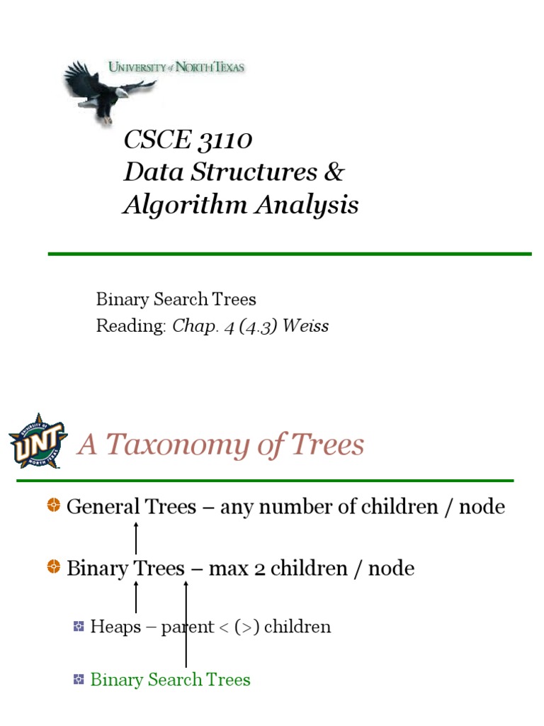 CSCE 3110 Data Structures & Algorithm Analysis: Binary Search Trees ...