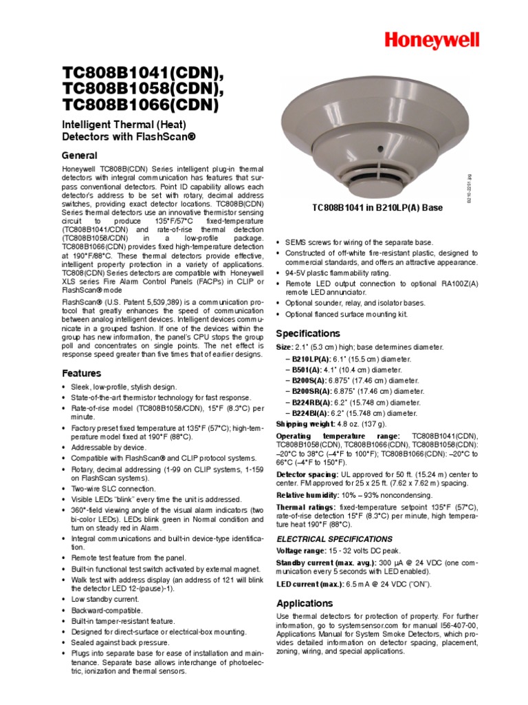 Intelligent 135 F Fixed Temperature/Rate-of-Rise Heat Detector