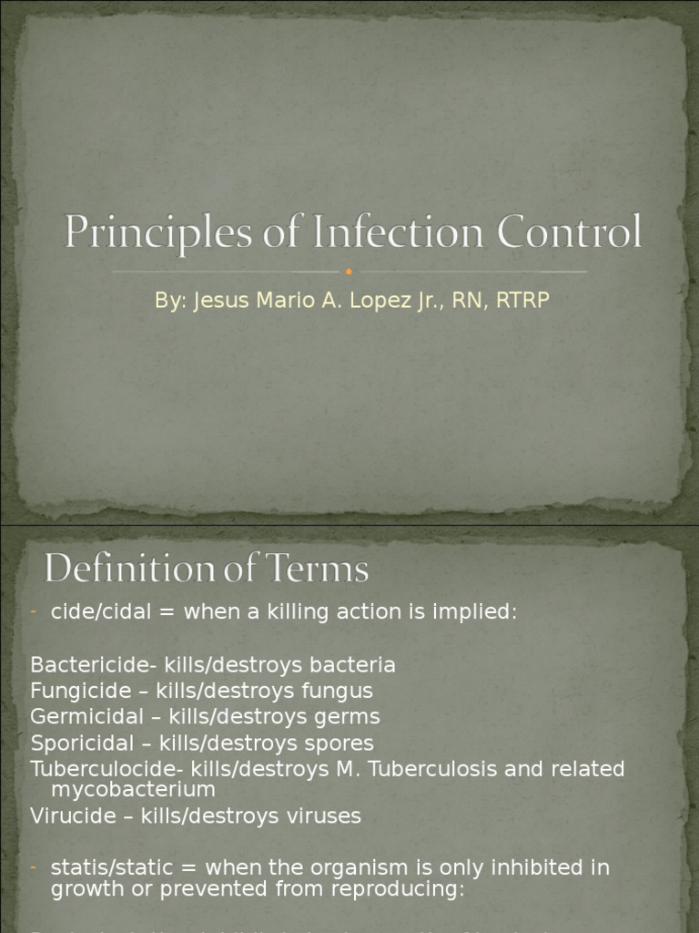 Principles of Infection Control PDF Transmission (Medicine) Infection