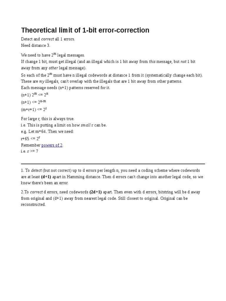 1-Bit Error Correction Limits Explained | PDF | Teaching Methods ...