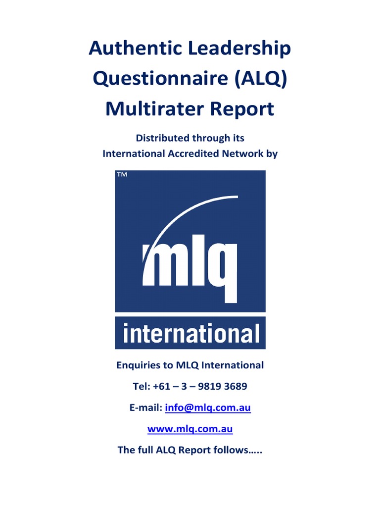 Authentic Leadership Questionnaire Overview | PDF | Transparency ...