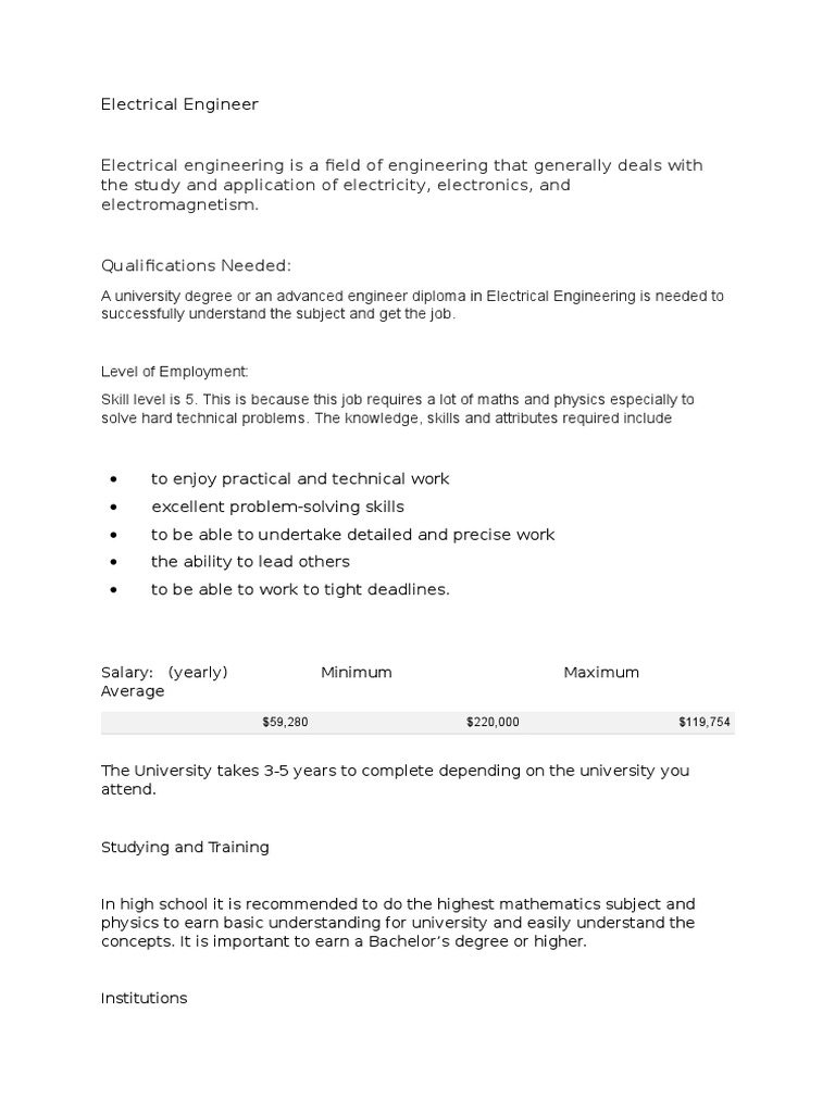 Electrical Engineering Career Overview | PDF | Technology & Engineering