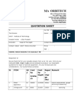 M/S Orbitech: Quotation Sheet