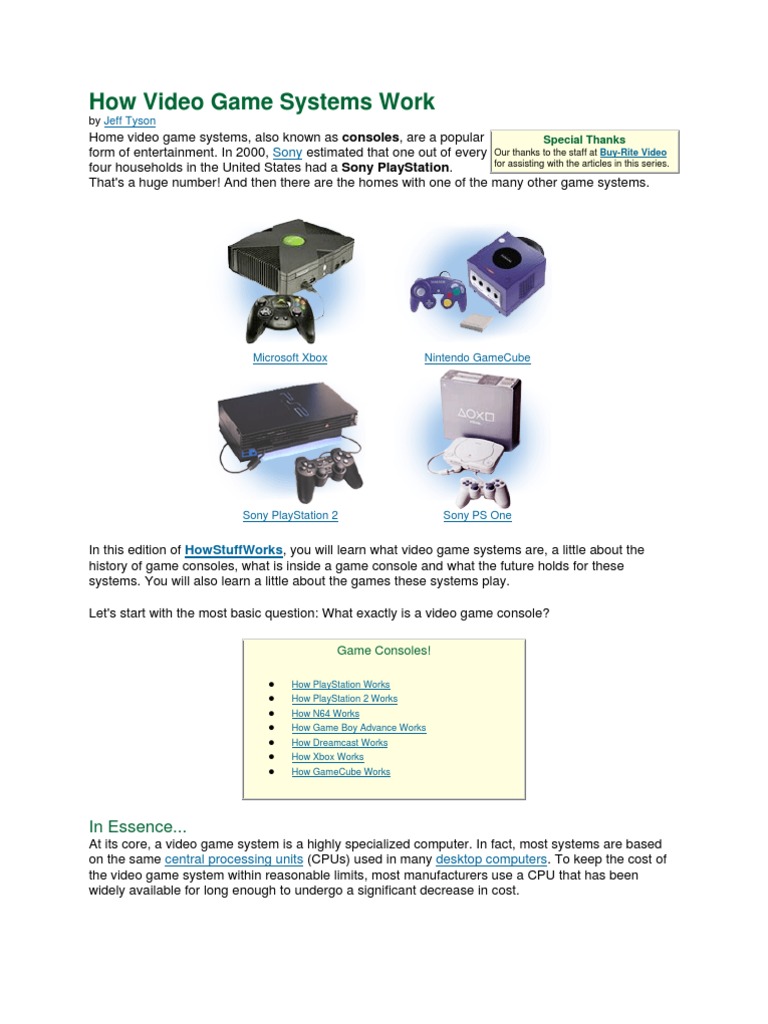 How Video Game Consoles Work | PDF | Computers