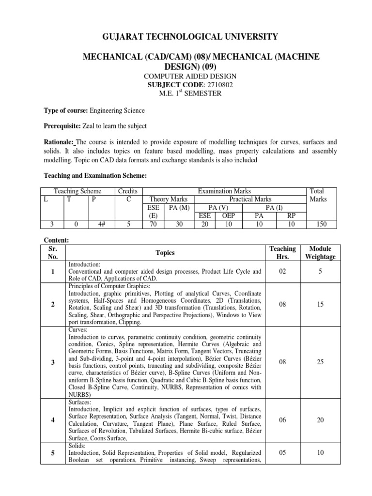 Me 1 gtu cad cam syllabus pdf computer aided design geometry