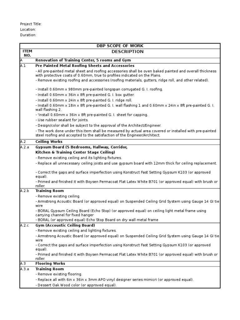Scope of Work Flooring Personal Protective Equipment Free 30day