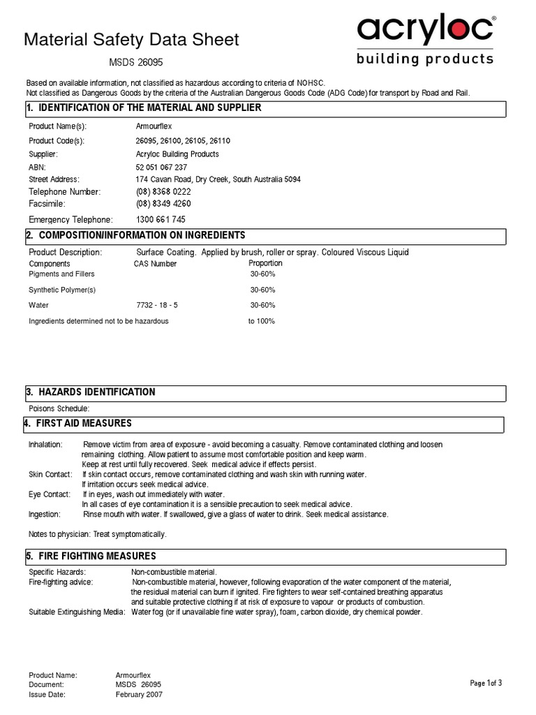 Material Safety Data Sheet 26095 Msds PDF Dangerous Goods Safety