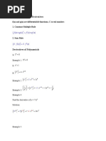 Rules For Common Derivatives