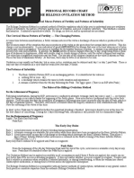 Personal Record Chart The Billings Ovulation Method: The Cervical Mucus Pattern of Fertility and Patterns of Infertility