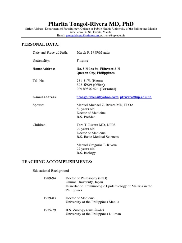 Complete curriculum vitae picture