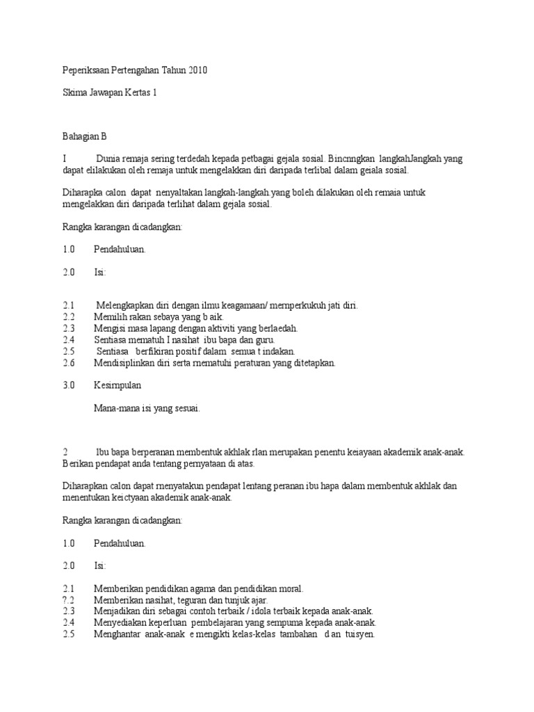 Skima Jawapan Bm Kertas 1 Tingkatan 4 Pdf