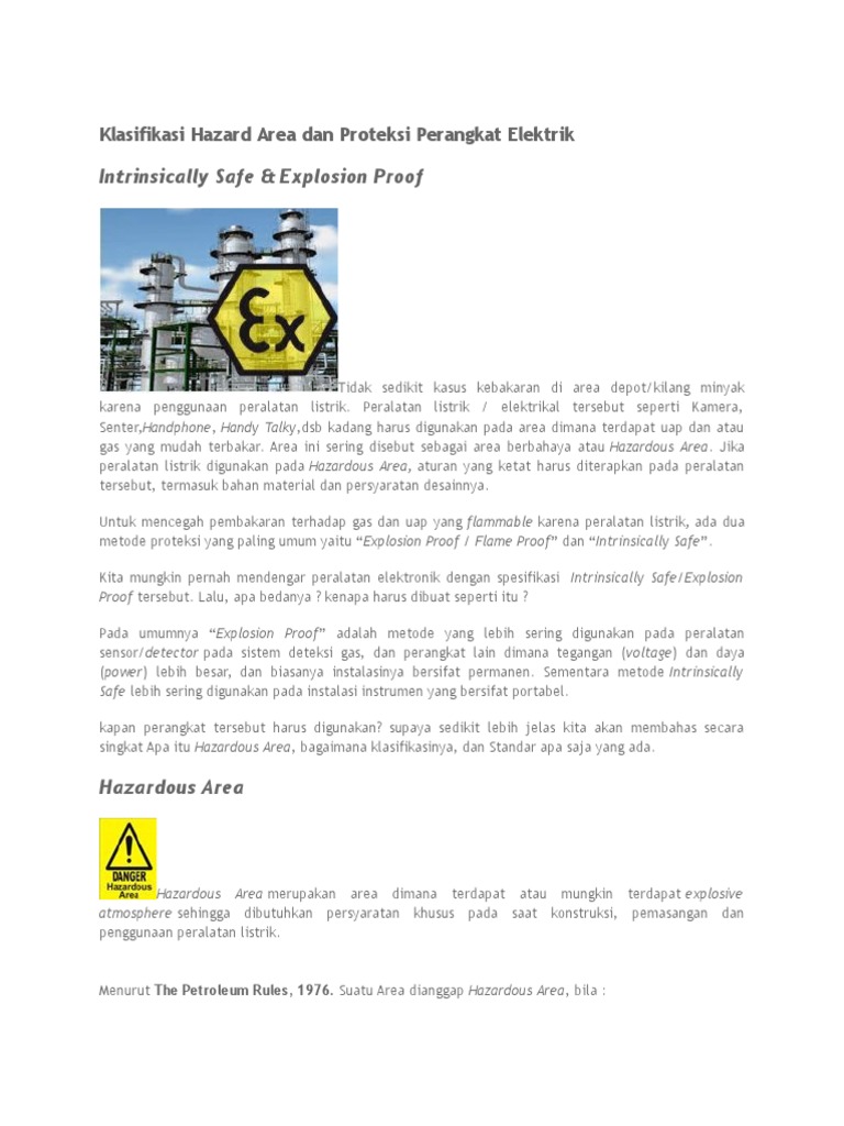 Klasifikasi Hazard Area Dan Proteksi Perangkat Elektrik PDF