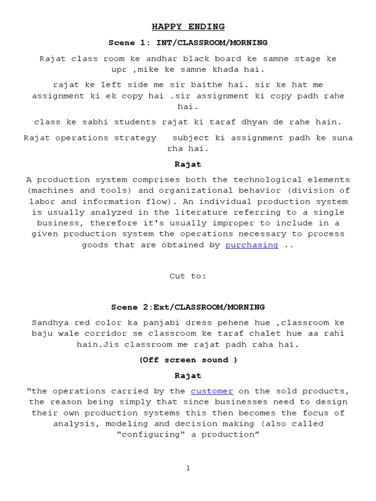 Happy Ending Scene 1 Int/Classroom/Morning PDF