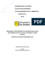 Desempeño y Mantenimiento de Dispositivos de Pre-tratamiento de Agua Lluvia, Utilizados a Nivel Predial