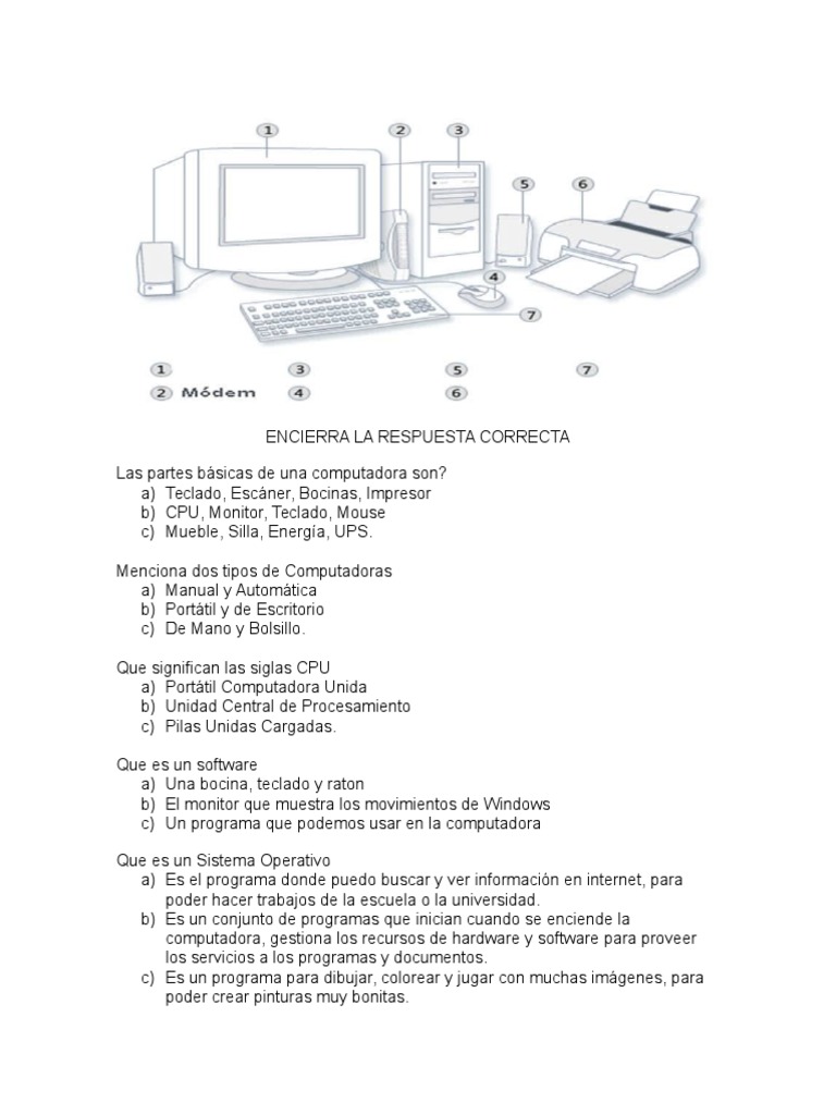 Examen de Computación para Niños | PDF | Periférico | Hardware de la ...