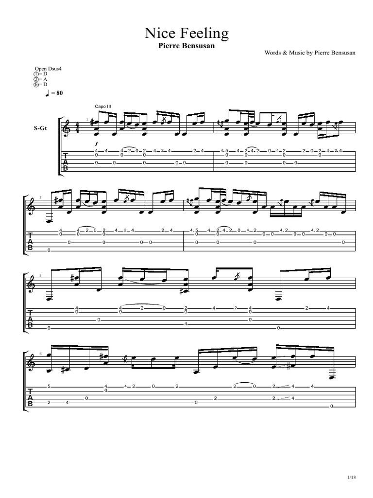 PIERRE BENSUSAN  タブ譜 1?v=1