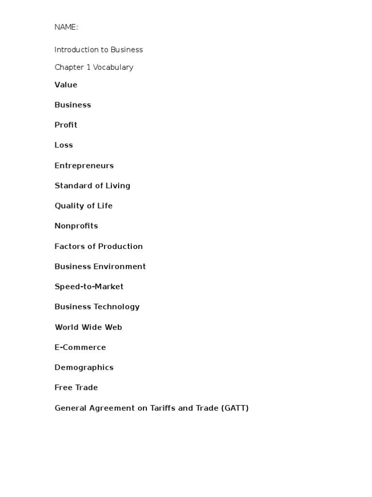 Chapter 1 Vocabulary Pdf