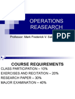 Operations Research Course Requirements and Topics