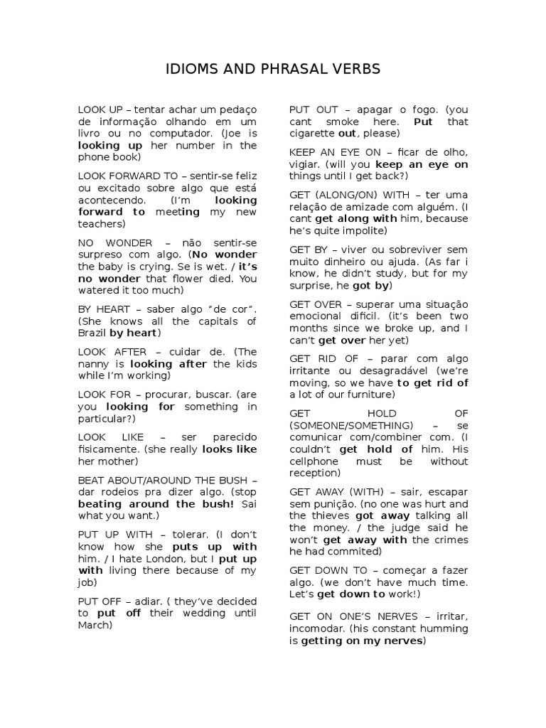 Essential Idioms and Phrasal Verbs Guide | PDF | Foreign Language Studies