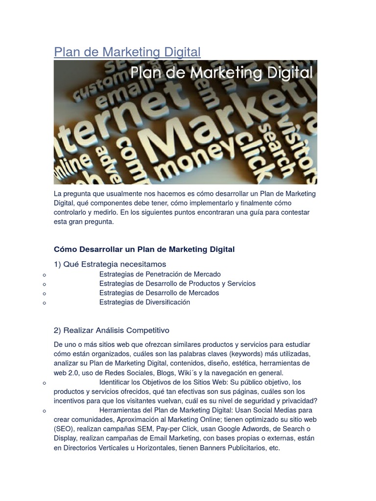 Guía para un Plan de Marketing Digital | PDF | Análisis FODA ...