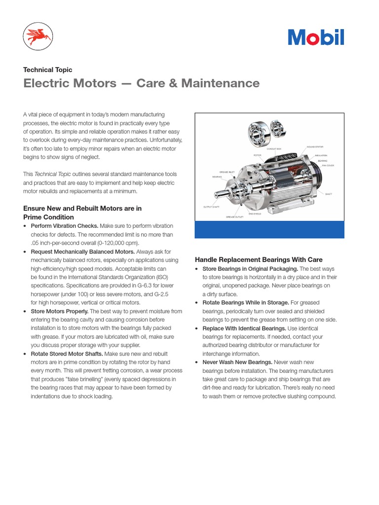 TT Electric Motor Maintenance | PDF | Bearing (Mechanical) | Exxon Mobil
