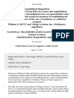 William O. Hutt and Viking Aviation, Inc. v. National Transportation Safety Board and Federal Aviation Administration, 931 F.2d 62, 10th Cir. (1991)