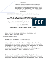 United States v. Troy T. Coleman, United States of America v. Byron W. Matthews, 972 F.2d 357, 10th Cir. (1992)