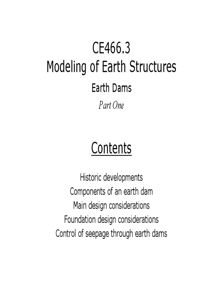Earth Dam Design and Considerations | PDF | Dam | Soil Mechanics