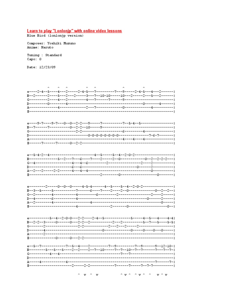 Naruto Bluebird by LONLONJP Guitar Tab