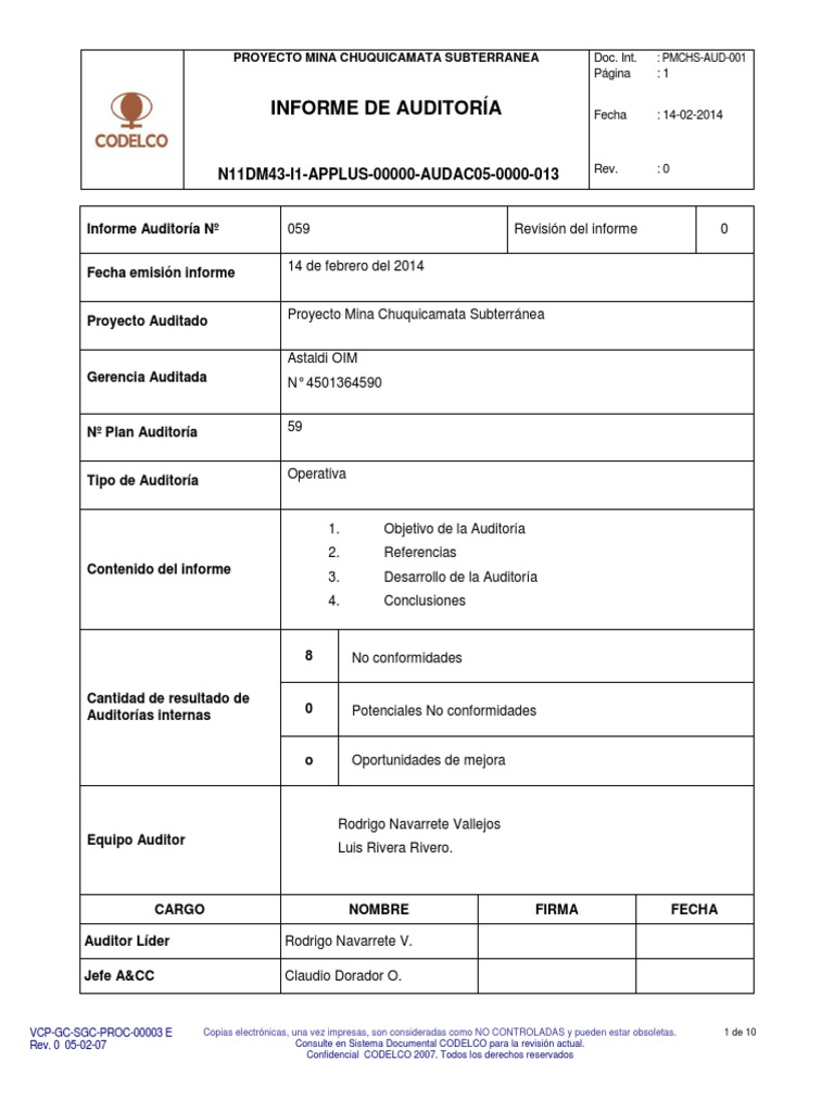 Informe Auditoria N°59 Pdf Pdf Calidad Comercial Contralor