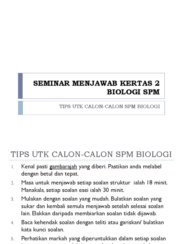 Tips Jawab Biologi Kertas 2 Pdf