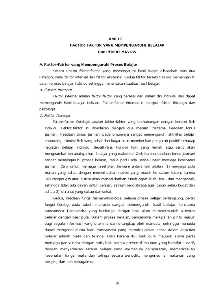 Faktor-faktor Yang Mempengaruhi Belajar Dan Pembelajaran